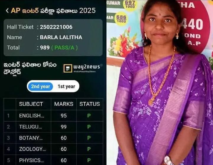 బైపీసీలో నెల్లిమర్ల విద్యార్థినికి జిల్లా ఫస్ట్‌ ర్యాంక్‌