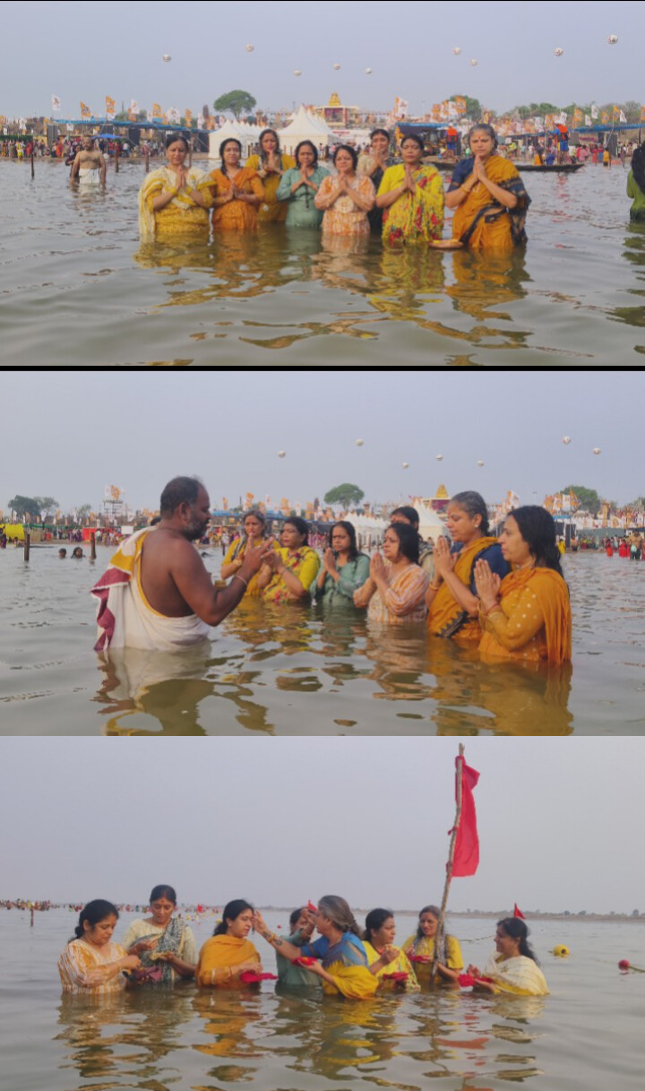 సరస్వతి నది పుష్కర స్నానమాచరించిన గండ్ర జ్యోతి…