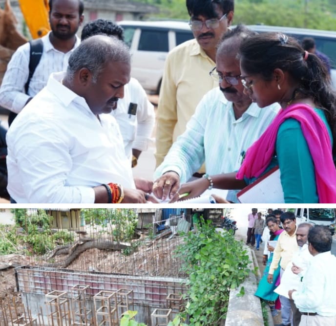 బ్రిడ్జి పనులను పరిశీలించిన ఎమ్మెల్యే సుందరపు విజయకుమార్