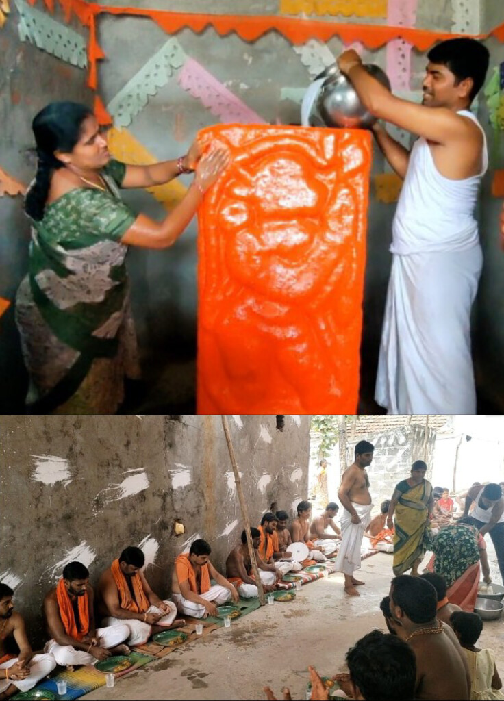 భక్తిశ్రద్ధలతో హనుమాన్ పూజ నిర్మించిన తీన్మార్ జయ్ దంపతులు