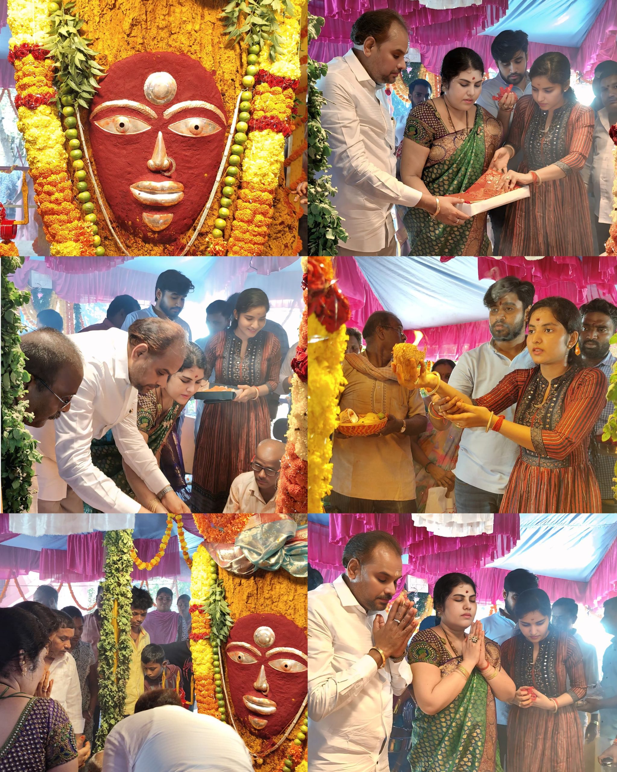 పైడితల్లి అమ్మవారికి చల్లదనం చేసిన జెడ్పి చైర్ పర్సన్ చిన్న శ్రీను గారి కుటుంబ సభ్యులు.