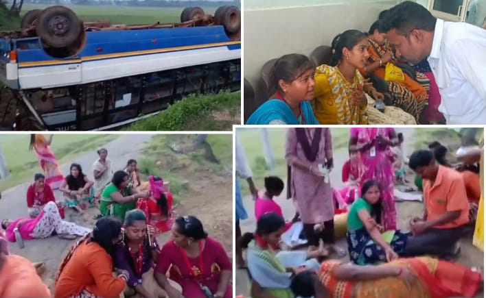బ్రాండిక్స్-2 బస్సు బోల్తా..మహిళా కార్మికులకు గాయాలు