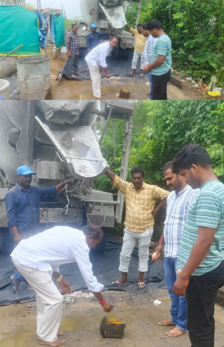 సి సి రోడ్డు నిర్మాణం పనులు ప్రారంభించి మాజీ సర్పంచ్ సదయ్య