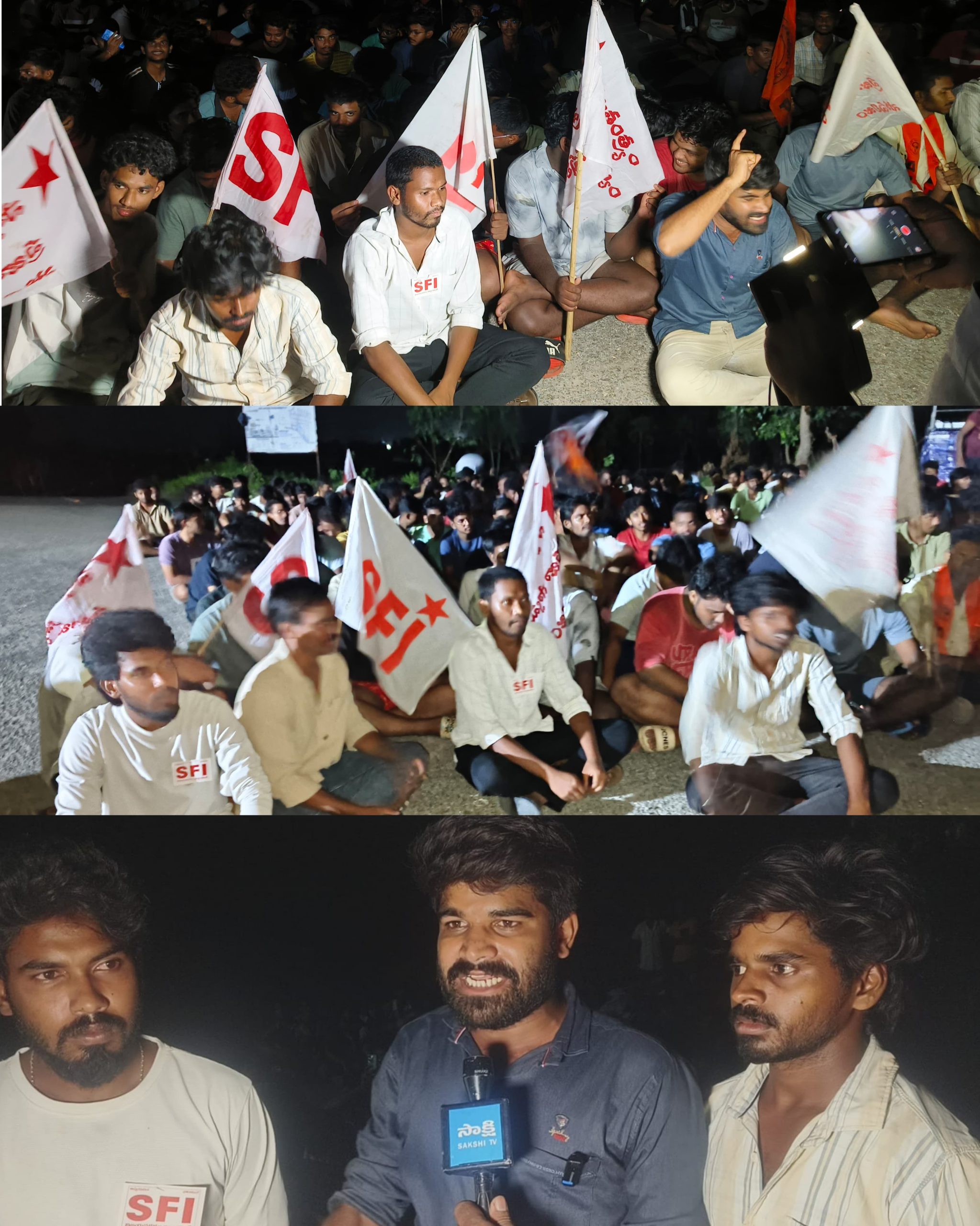 భారత విద్యార్థి ఫెడరేషన్ ఎస్ఎఫ్ఐ ఆధ్వర్యంలో (జె. ఎన్ టి యు జి వి) గేట్ ఎదుట ఆందోళన చేయడం జరిగింది