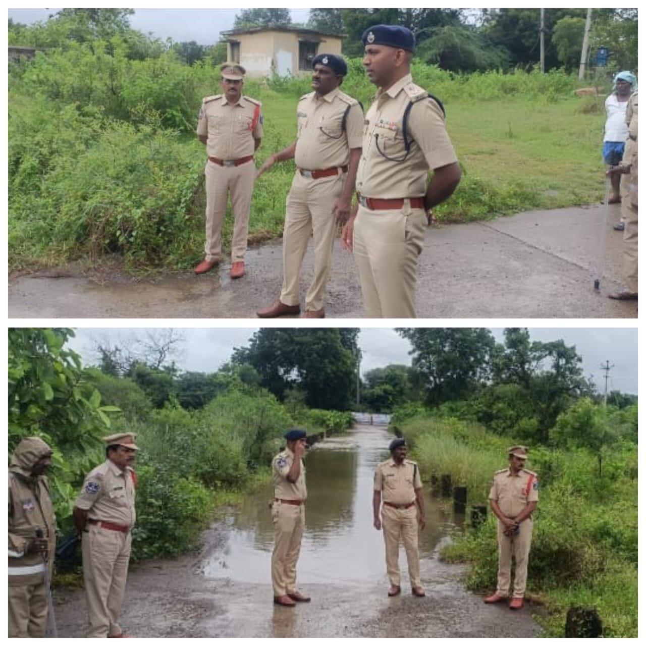 కాస్లాబాద్ వాగు పరిశీలిస్తున్న వికారాబాద్ జిల్లా ఎస్పీ నారాయణ రెడ్డి.