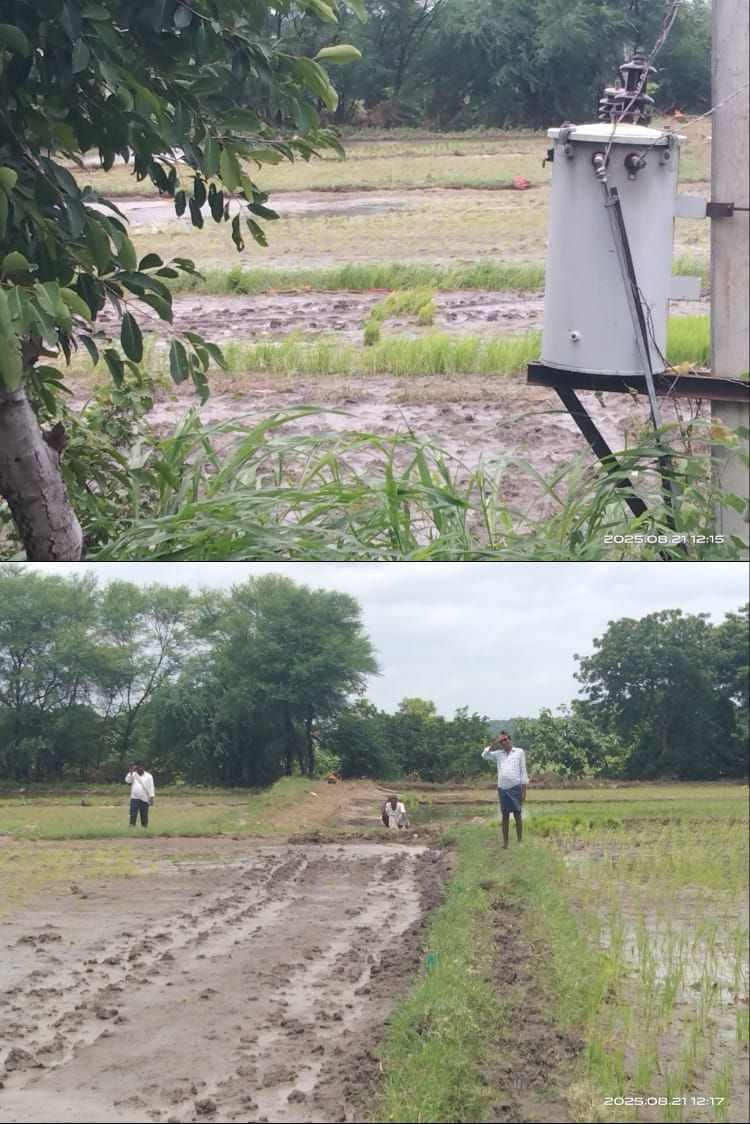 జంమ్గి కె,జంమ్గి బి, శివారులో వాగు పారి కొట్టుకుపోయిన పంట పొలాలు