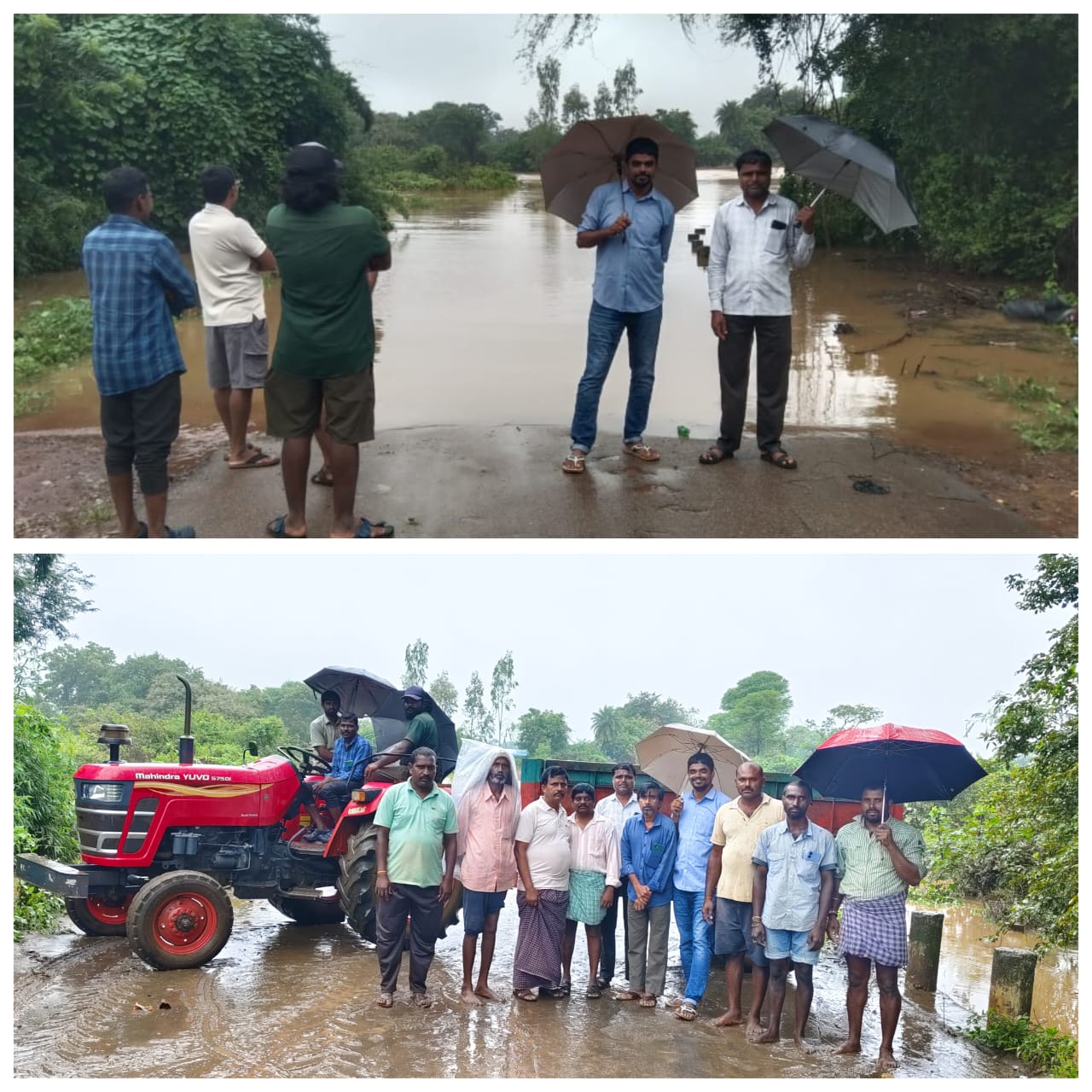 ఉధృతంగా ప్రవహిస్తున్న మంచన్ పల్లి వాగు.