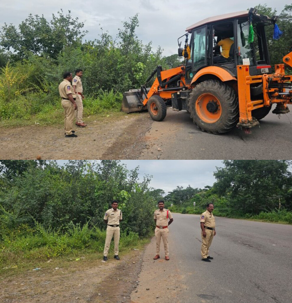 …రోడ్డు కు ఇరువైపులా చెట్లను తొలగింపు