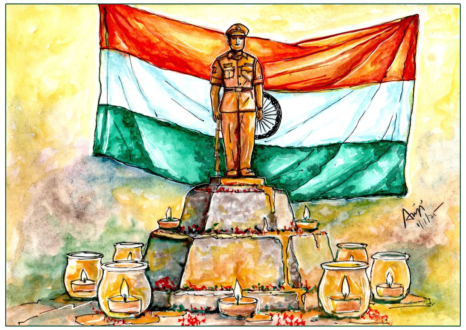 అమరులైన పోలీసులకు చిత్ర నివాళి