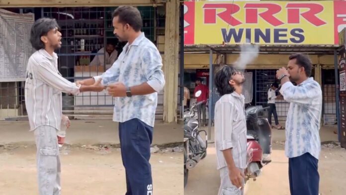 పిచ్చి పరాకాష్టకు చేరడం అంటే ఇదే.. వైన్ షాపుకు యాడ్ ఎంట్రా..? (వీడియో చుడండి)