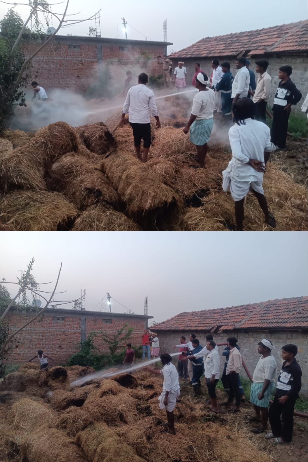 బాన్సువాడలో పశుగ్రాసం 500 మోప్పుల గడ్డివాము అగ్నికి ఆహుతి,