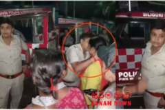 పోలిస్ అధికారిని పిచ్చి వేషాలు..బూతులు తిడుతున్న నెటిజన్లు (వీడియో చూడండి)