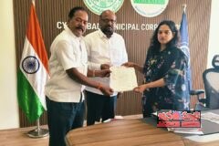 స్థానిక సమస్యల పరిష్కారానికి కమిషనర్‌ను కలిసిన కాంగ్రెస్ నాయకులుభరత్ నగర్ కాలనీ, హెచ్‌పీ రోడ్ సమస్యలపై వినతి