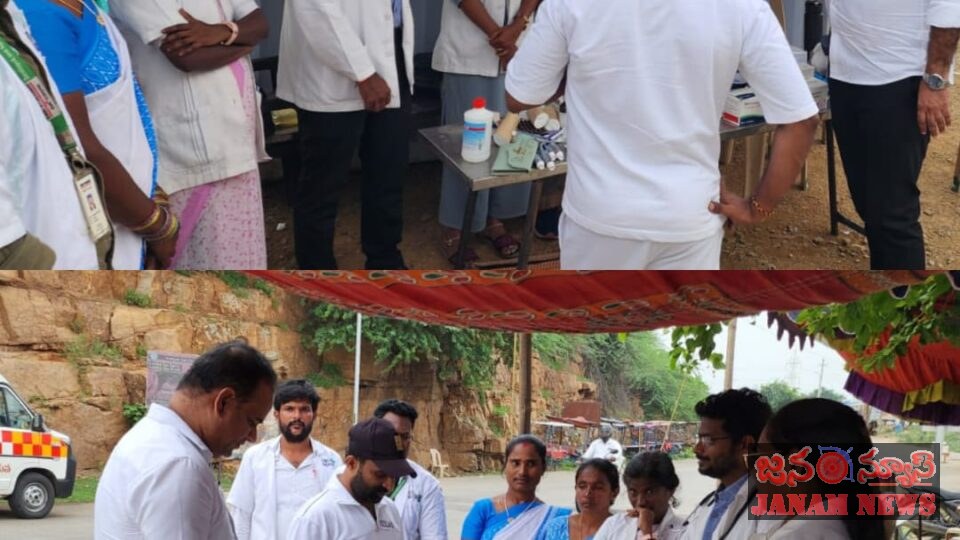 నాగార్జునసాగర్ కొత్త బ్రిడ్జి వద్ద ఏర్పాటుచేసిన వైద్య శిబిరాన్ని తనిఖీ చేసిన – డిఎం హెచ్ ఓ